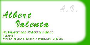 albert valenta business card